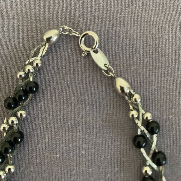 2/$20 Silver/Black Beaded Necklace and Earring set - Picture 3 of 8